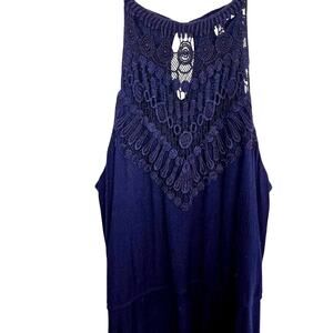 Charlotte Russe Large Blue Lace Women's Sleeveless Sun Dress Miss Size10 12 L